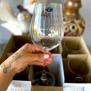 Crystal Bohemia Columba Optic Red Wine Glass Set